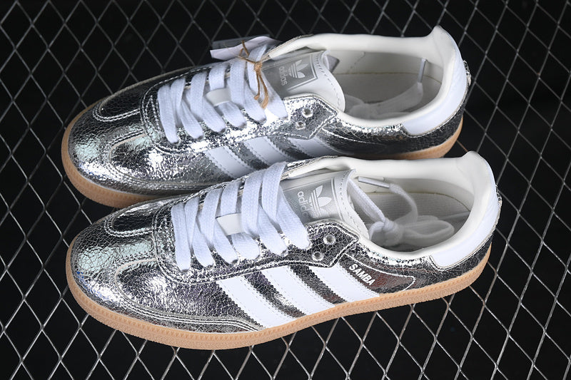 Samba OG Silver Metallic Cracked Leather